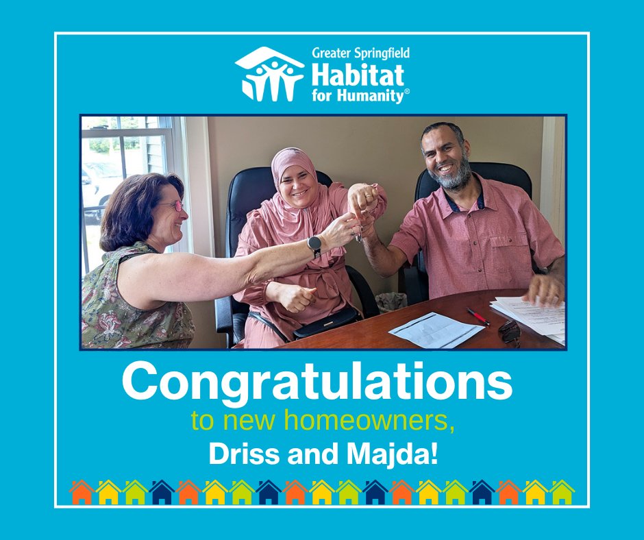 Greater Springfield Habitat for Humanity (@gshfh) on Twitter photo Driss and Majda just closed on their first-ever home — made possible by <a href="/GSHFH/">Greater Springfield Habitat for Humanity</a>. 🏡💛
This #HomeownershipMonth, celebrate with us and help more families build brighter futures.
Donate: habitatspringfield.org/donate
#HabitatForHumanity #GSHFH #HomeIsTheKey Driss and Majda just closed on their first-ever home — made possible by <a href="/GSHFH/">Greater Springfield Habitat for Humanity</a>. 🏡💛
This #HomeownershipMonth, celebrate with us and help more families build brighter futures.
Donate: habitatspringfield.org/donate
#HabitatForHumanity #GSHFH #HomeIsTheKey