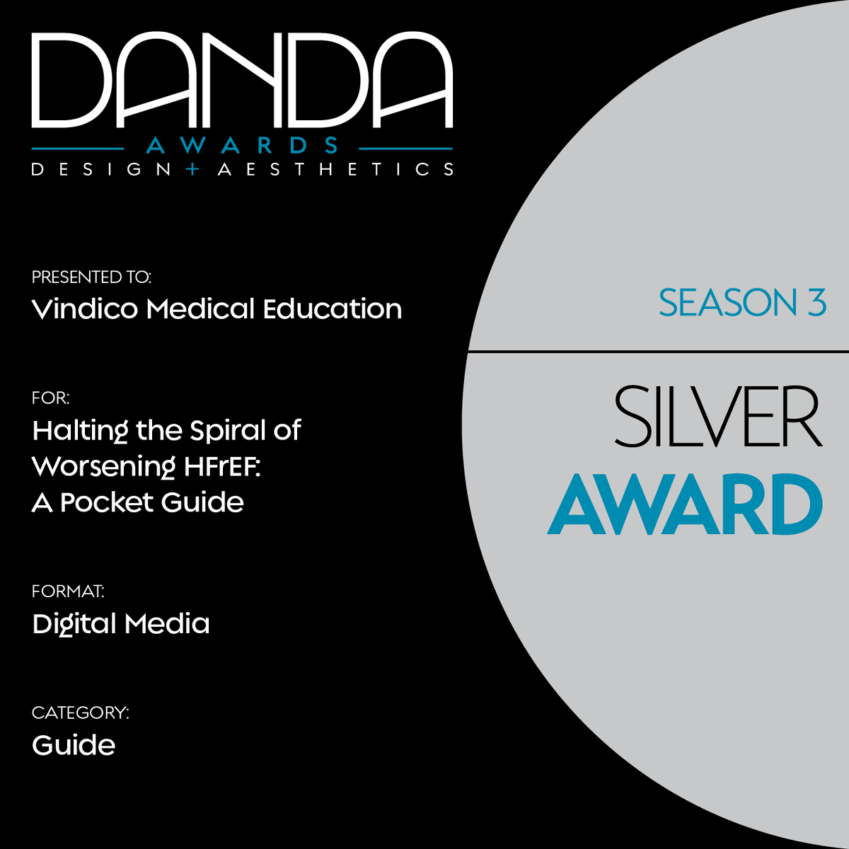 DANDAawards's tweet photo. Silver Winner: Vindico Medical Education @VindicoMedEd | Halting the Spiral of Worsening HFrEF: A Pocket Guide (Digital Media – Guide) #Design #Aesthetics #Healthcare #Guide #PocketGuide #HFrEF #MedicalEducation https://t.co/upVluNEcJl