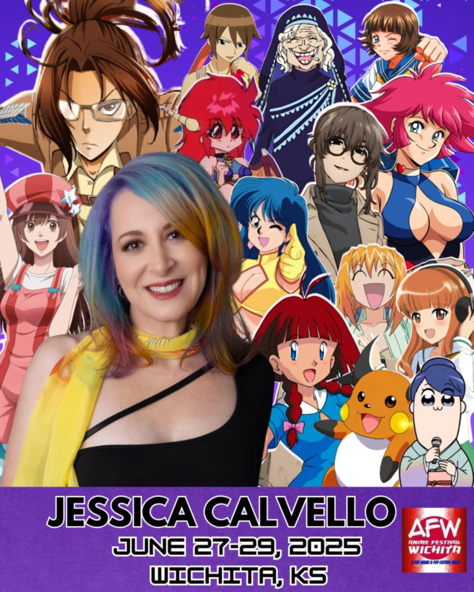 Jessica Calvello (@jessicacalvello) on Twitter photo I'm super excited for💫 Anime Festival Wichita 💫 happening 6/27 - 6/29! 💜 That's next weekend! 💜 Hope to see you there! #anime #animeconvention #voiceactor #wichita I'm super excited for💫 Anime Festival Wichita 💫 happening 6/27 - 6/29! 💜 That's next weekend! 💜 Hope to see you there! #anime #animeconvention #voiceactor #wichita
