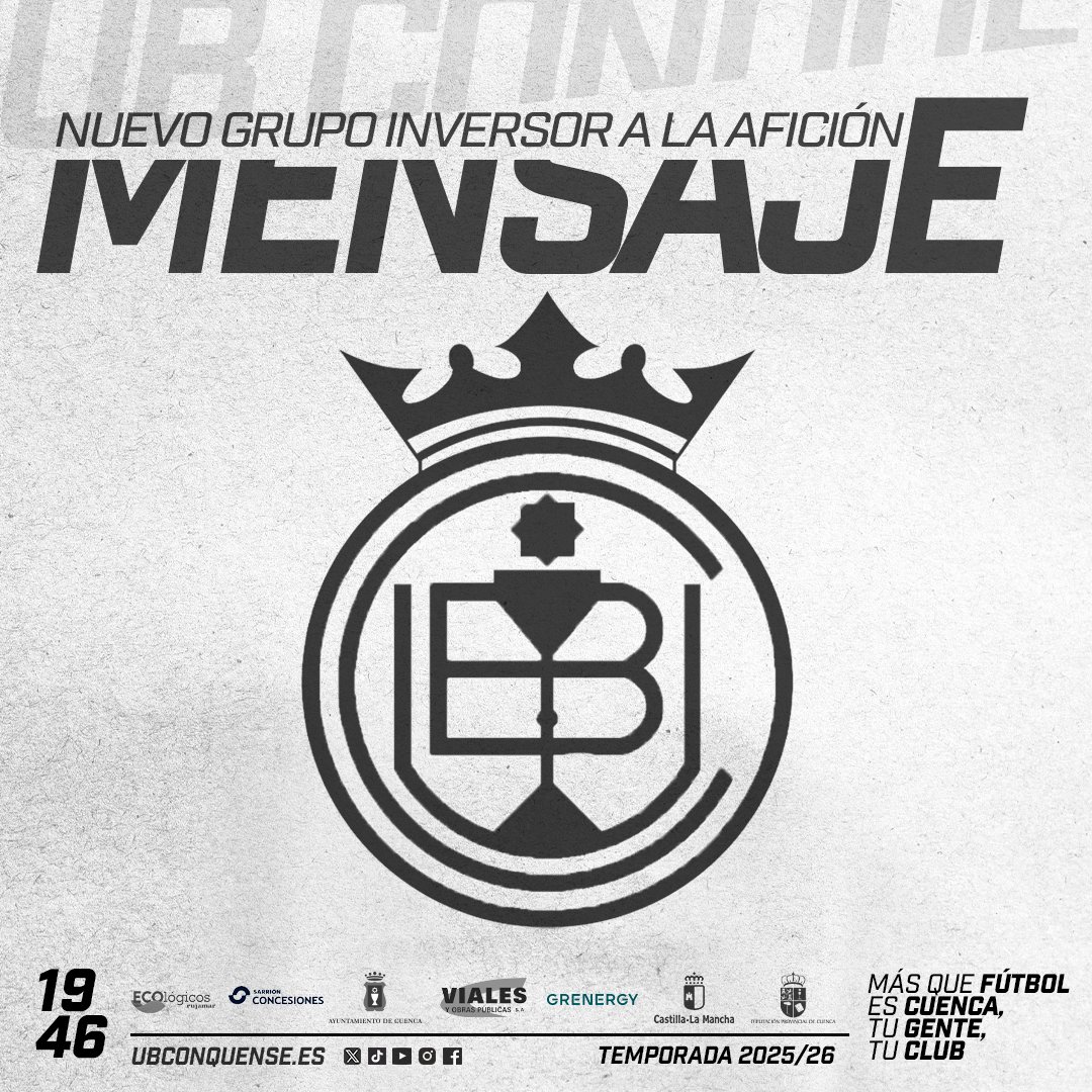 📢 #UBConquense 

#Balompédicos, el nuevo Grupo Inversor tiene un mensaje para vosotros:

🔗ubconquense.es/noticias/mensa…