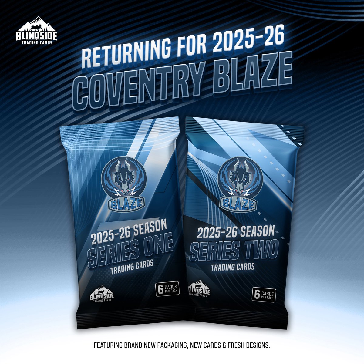 BSTradingCards's tweet image. 🐉 Blaze are back for more! 🐉
We are pleased to announce the Coventry Blaze are locked in for another season of trading cards. The 2025-26 season is set to see brand new foil packaging, more cards, fresh designs, and a whole lot more.