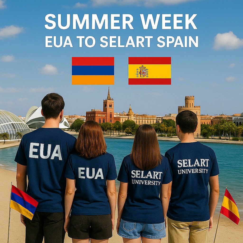 SELARTSPAIN's tweet photo. 🌞🇦🇲✈️🇪🇸 SUMMER WEEK IN SPAIN!
This month, we welcome the students from EUA (European University of Armenia) to SELART University Spain.
An international gathering filled with culture, education, friendship, and unforgettable experiences in the heart of Valencia.
#ummerweek https://t.co/ko5bs8ayTs