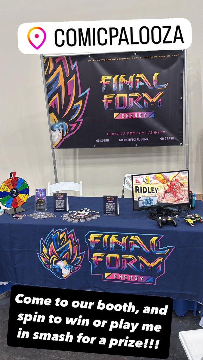FRKS | FFE | Blook (@blooksnook) on Twitter photo Come to the final form energy booth at <a href="/Comicpalooza/">Comicpalooza</a> to win a prize by spinning to win or beating me in smash!!! Come to the final form energy booth at <a href="/Comicpalooza/">Comicpalooza</a> to win a prize by spinning to win or beating me in smash!!!