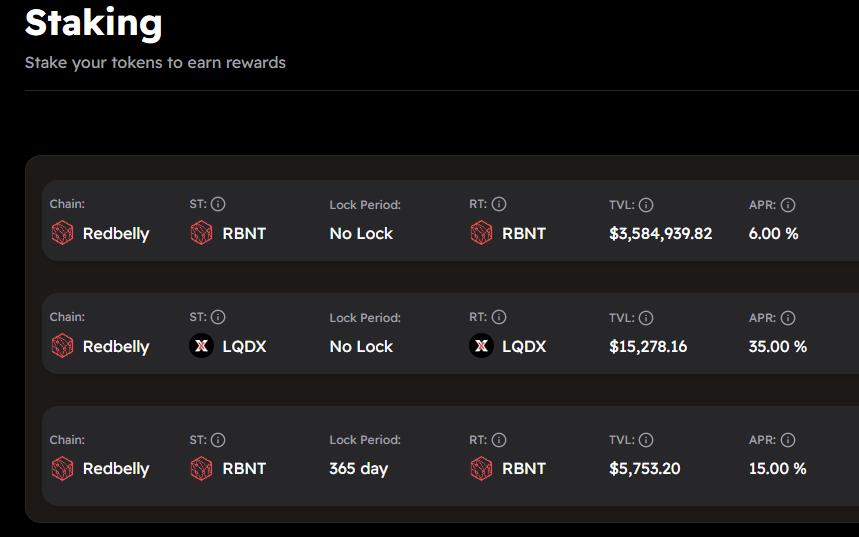 reddex (@reddex_io) on Twitter photo 🚨 RBNT Staking is LIVE
RBNT (<a href="/RedbellyNetwork/">Redbelly Network</a>) single-sided staking is now live on Reddex.io/stake 🔥
Choose your style:
🔓 Unlocked – enter and exit anytime
🔐 Locked – locked for 365 days, boosted yield
No LPs. No complexity. Just stake and earn. 🚨 RBNT Staking is LIVE
RBNT (<a href="/RedbellyNetwork/">Redbelly Network</a>) single-sided staking is now live on Reddex.io/stake 🔥
Choose your style:
🔓 Unlocked – enter and exit anytime
🔐 Locked – locked for 365 days, boosted yield
No LPs. No complexity. Just stake and earn.