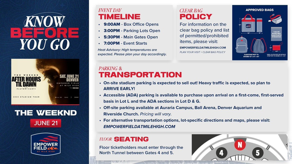 Empower Field at Mile High (@empowerfield) on Twitter photo .<a href="/theweeknd/">Abel Tesfaye</a>'s After Hours Til Dawn Tour is tomorrow! 🎶
Here's everything you need to know » buff.ly/JUpQV1b .<a href="/theweeknd/">Abel Tesfaye</a>'s After Hours Til Dawn Tour is tomorrow! 🎶
Here's everything you need to know » buff.ly/JUpQV1b