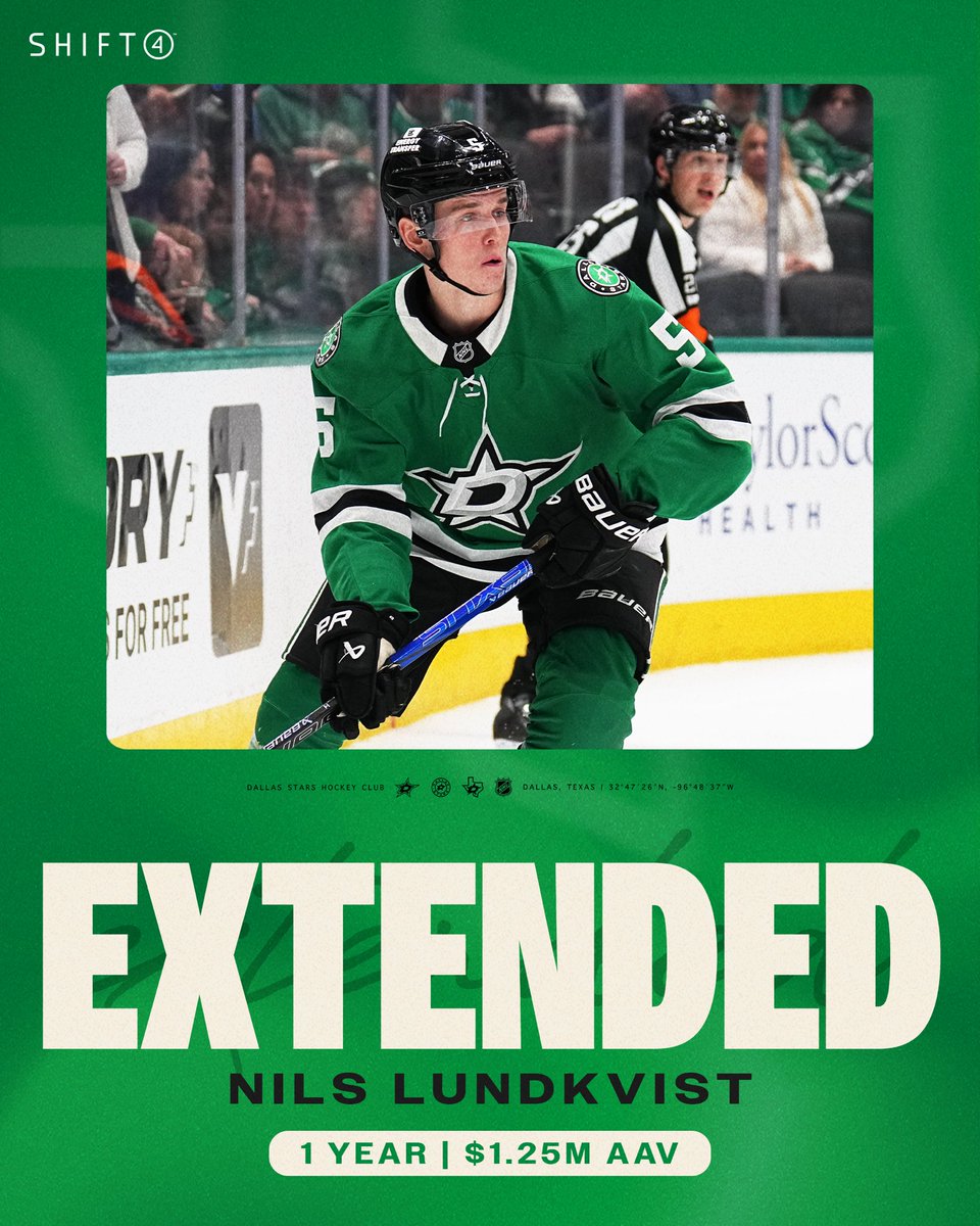 Lundy’s back for more! 🇸🇪

We have signed Nils Lundkvist to a one-year contract extension through the 2025-2026 season.

@shift4 | #TexasHockey