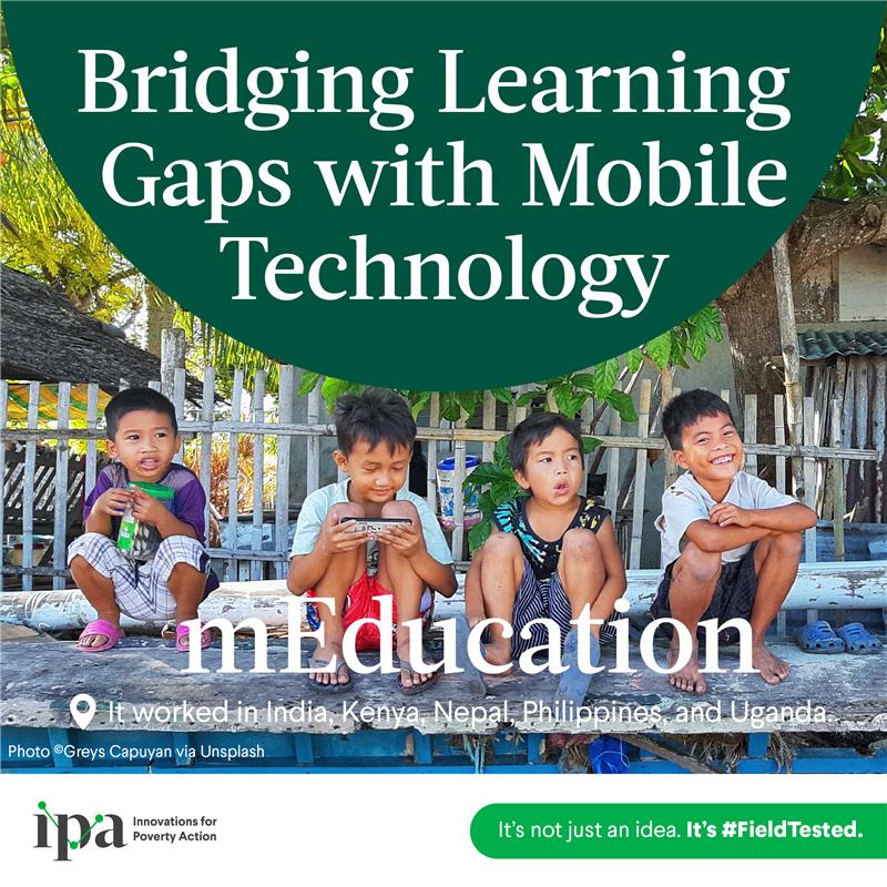 Can mobile tutoring close learning gaps?
📱 Tested in 5 countries
📈 +40% math gains in the Philippines
💰 USD $12 per child (Philippines)
IPA’s evaluation shows mEducation is #FieldTested and ready to scale.
🔗 poverty-action.org/mEducation