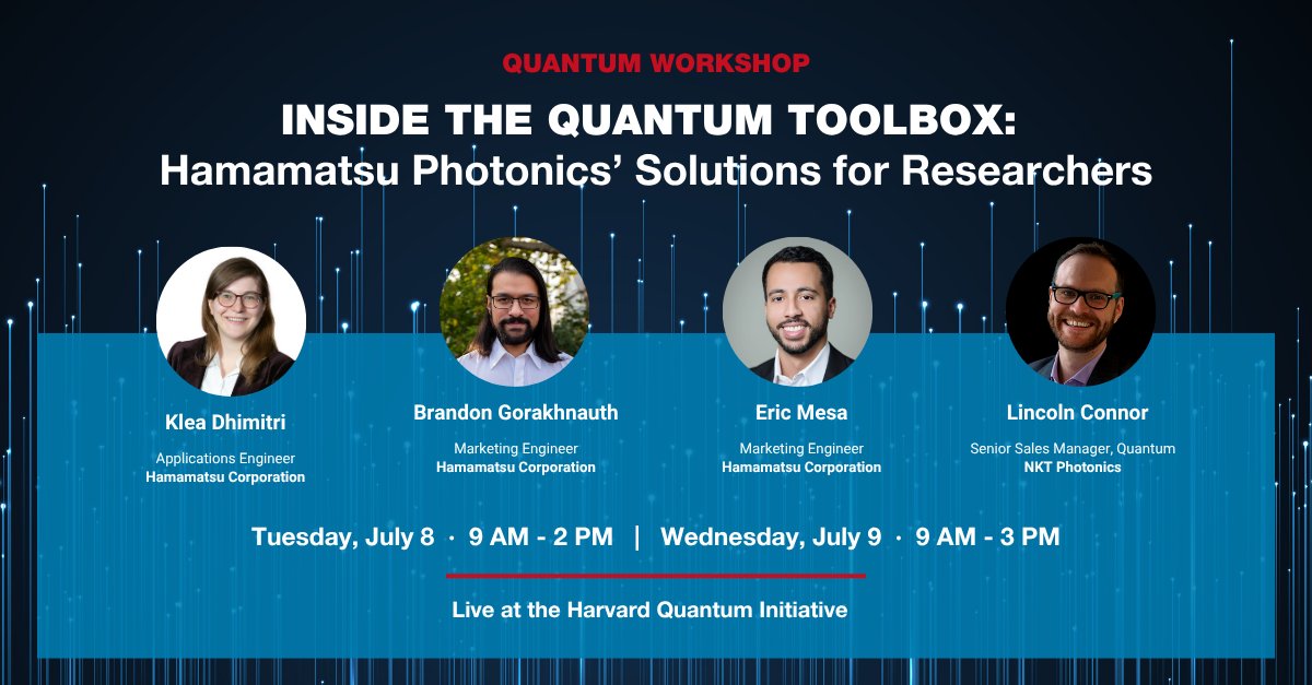 Get an inside view of Hamamatsu’s #quantum toolbox during our two-day workshop at Harvard University 🧰 Our experts will give you a glimpse into how our photonic technologies are enhancing #QuantumResearch.🔗 Register now: ow.ly/Imk850Wa8OZ
