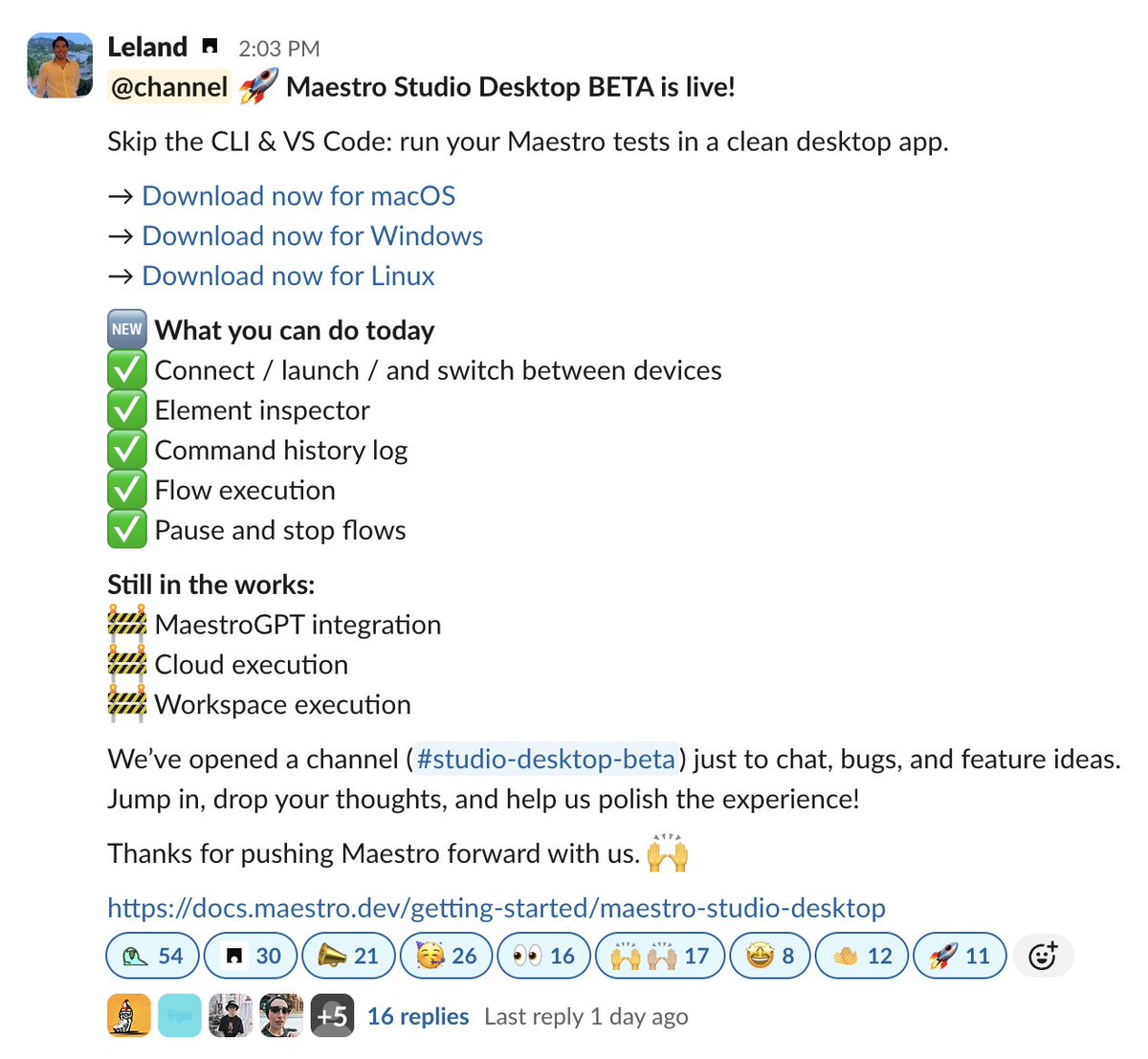🤯

This reaction is wild

Safe to say users are STOKED about our Community Beta launch

Want to try it out? Open Beta for Maestro Studio IDE is coming soon

Follow us on Product Hunt to make sure you don't miss the launch ⬇️

producthunt.com/products/maest…