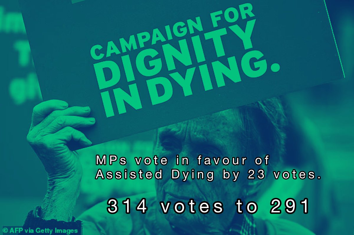 MattJSmith's tweet image. As someone who at age 12 witnessed my poor grandfather, paralysed and riddled with cancer and infection, fight for his life for days and weeks on end, I am personally relieved by today’s vote.
This will give so many the choice of dignity in death, similar to DNR forms.
Comment…