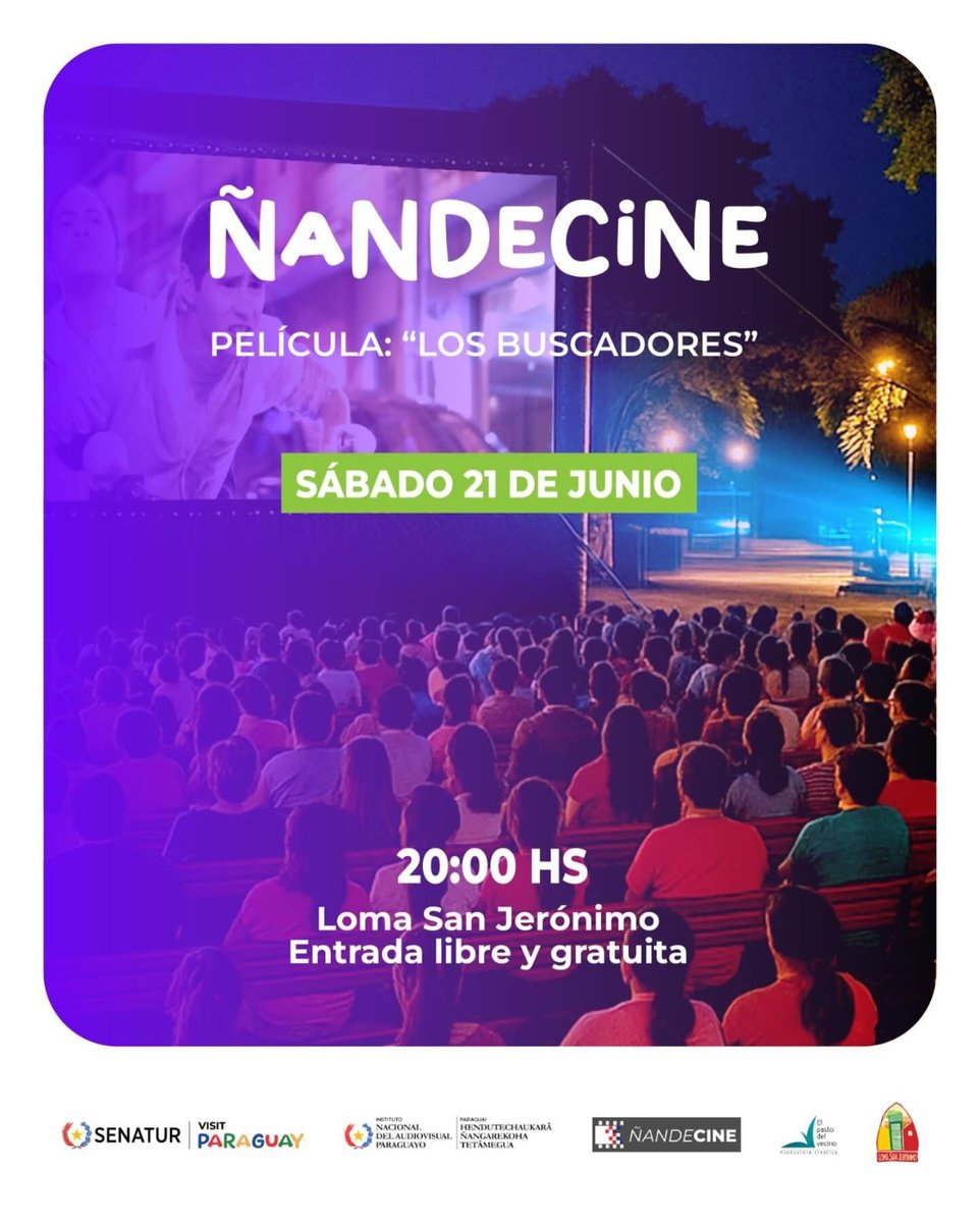 🚨MAÑANA TODOS JUNTOS‼️ La magia del cine llega a Loma San Jerónimo! 🌟

🎬 ¡Sumate a ÑandeCine! Una noche de cine al aire libre para toda la familia

📍 Lugar: Cancha de Loma San Jerónimo
🕗 Fecha: 21 de junio | 20:00 hs
💸 Entrada libre y gratuita ¡pero con previa inscripción!)