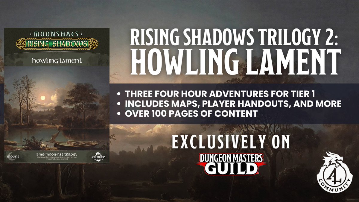 With three 4-hour adventures for your Tier 1 players, this bundle has  everything you need to continue or begin your epic journey in the  renowned Rising Shadows campaign! ⚔️

Start your journey now!
dmsguild.com/product/526515…

#dnd5e #ttrpg