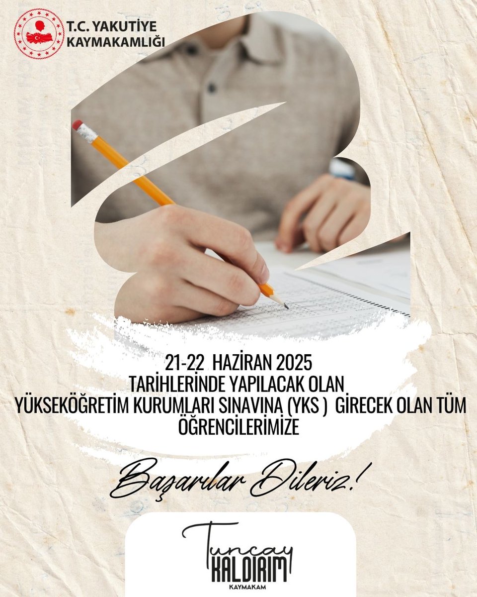 Yüksek Öğrenim  Sınavına katılan tüm öğrencilerimize başarılar diliyor, emeklerinin karşılığını alacakları bir sınav süreci temenni ediyoruz.