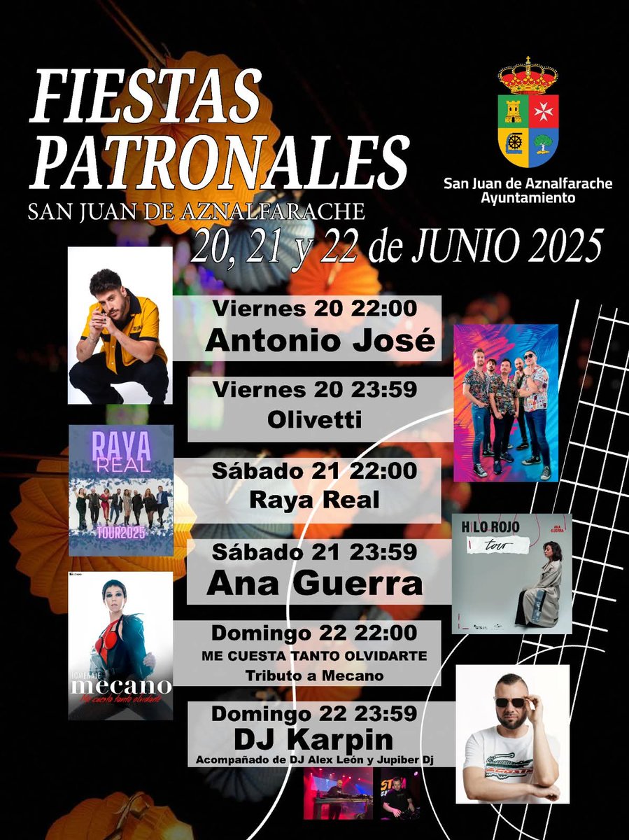 FIESTAS PATRONALES
Durante los días 20, 21 y 22 de junio tendrá lugar las Fiestas en honor a nuestro Patrón San Juan Bautista.
Ntra hdad volverá a ser participe, y es por lo que os invitamos a todos a nuestra caseta, con exquisitas tapas caseras y bebidas a precios populares.