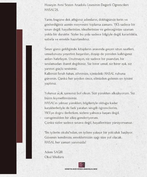 Hüseyin Avni Sözen Anadolu Lisesi tweet media