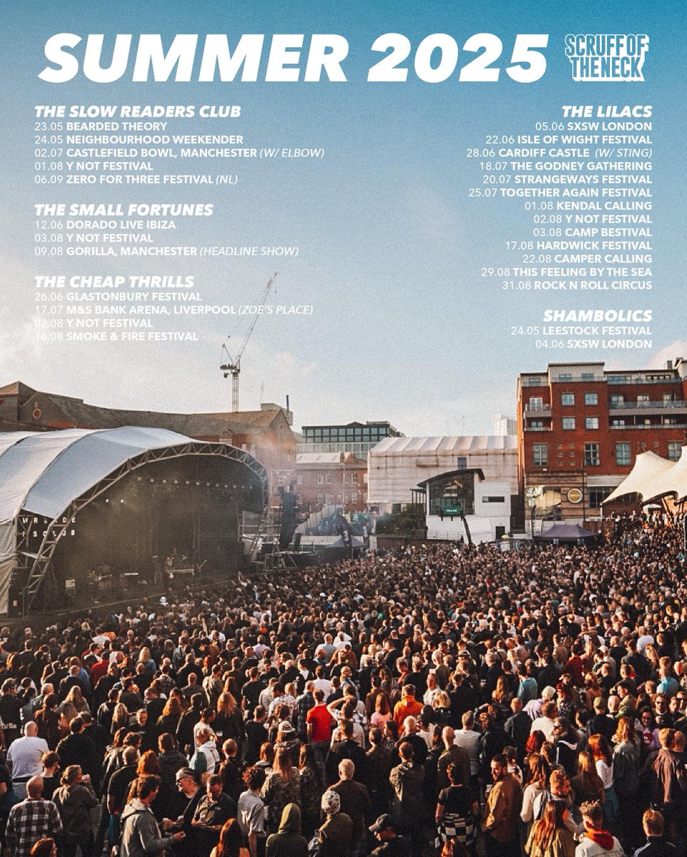 Scruff of the Neck (@scruffoftheneck) on Twitter photo SCRUFF OF THE NECK SUMMER 2025 🎪
It’s shaping up to be a huge summer for our Label and Management artists, taking on a huge range of established and coveted festivals alongside open air shows all over the UK and Europe! 
Who will you be heading into the fields to see? SCRUFF OF THE NECK SUMMER 2025 🎪
It’s shaping up to be a huge summer for our Label and Management artists, taking on a huge range of established and coveted festivals alongside open air shows all over the UK and Europe! 
Who will you be heading into the fields to see?