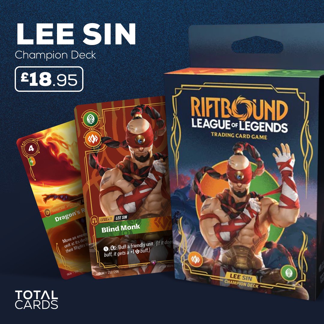 Get ahead of the game with these pre-constructed Riftbound Champion decks. Featuring iconic characters such as Lee Sin and Viktor, you'll be ready to jump straight in at your locals! 

Pre-order today at Total Cards. #Riftbound #LeagueOfLegends

totalcards.net/collections/ri…