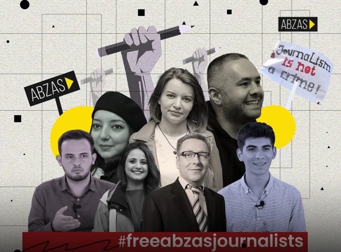 LeylaMustafaeva's tweet image. Journalists of @AbzasMedia were sentenced to 50 years &amp;amp; 6 months in prison.

• Ulvi Hasanli, Sevinj Vagifgizi, Hafiz Babalı- 9 years each

• Nargiz Absalamova, Elnara Gasimova- 8 years each

• Mahammad  Kekalov- 7,6 years 

• Farid Mehralizada, journalist of @RFERL- 9 years
