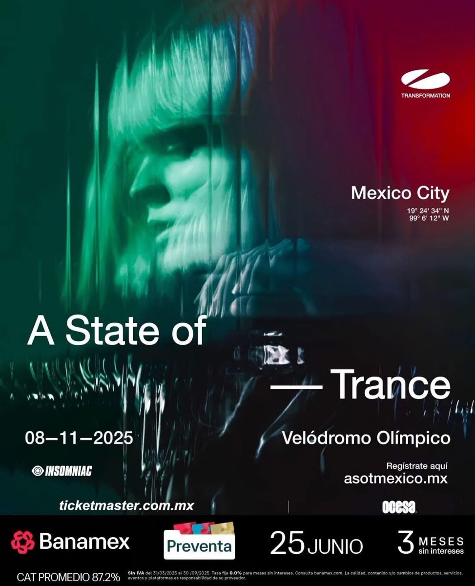 tinodesignphoto's tweet image. Armin van Buuren y el regreso a México de A State Of Trance este 8 de noviembre 2025 en Velódromo Olímpico de la Ciudad de México 🔥

Preventa: 25 de junio 2025 📅
Registro: asotmexico.mx 💯

#AStateOfTrance #AStateOfTranceMéxico #CDMX