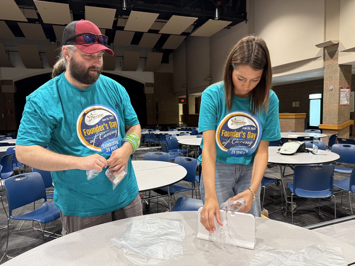Jen_Thompon's tweet photo. We’re celebrating #nexstarnation on this founder’s day of caring in Greene County after the community was hit by a tornado last month. We are starting off by packing summer meals for students. Our community means everything to us! #NexstarFDOC2025 https://t.co/UIiORmys30