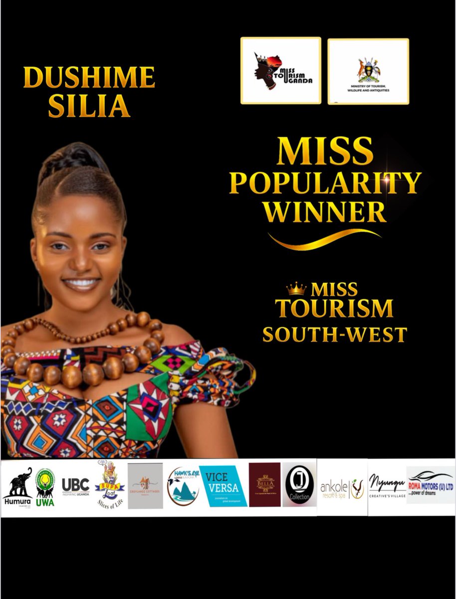 CONGRATULATIONS <a href="/DushimeSil14142/">Dushime Silia</a> 
MISS POPULARITY WINNER
Miss Tourism South West.
