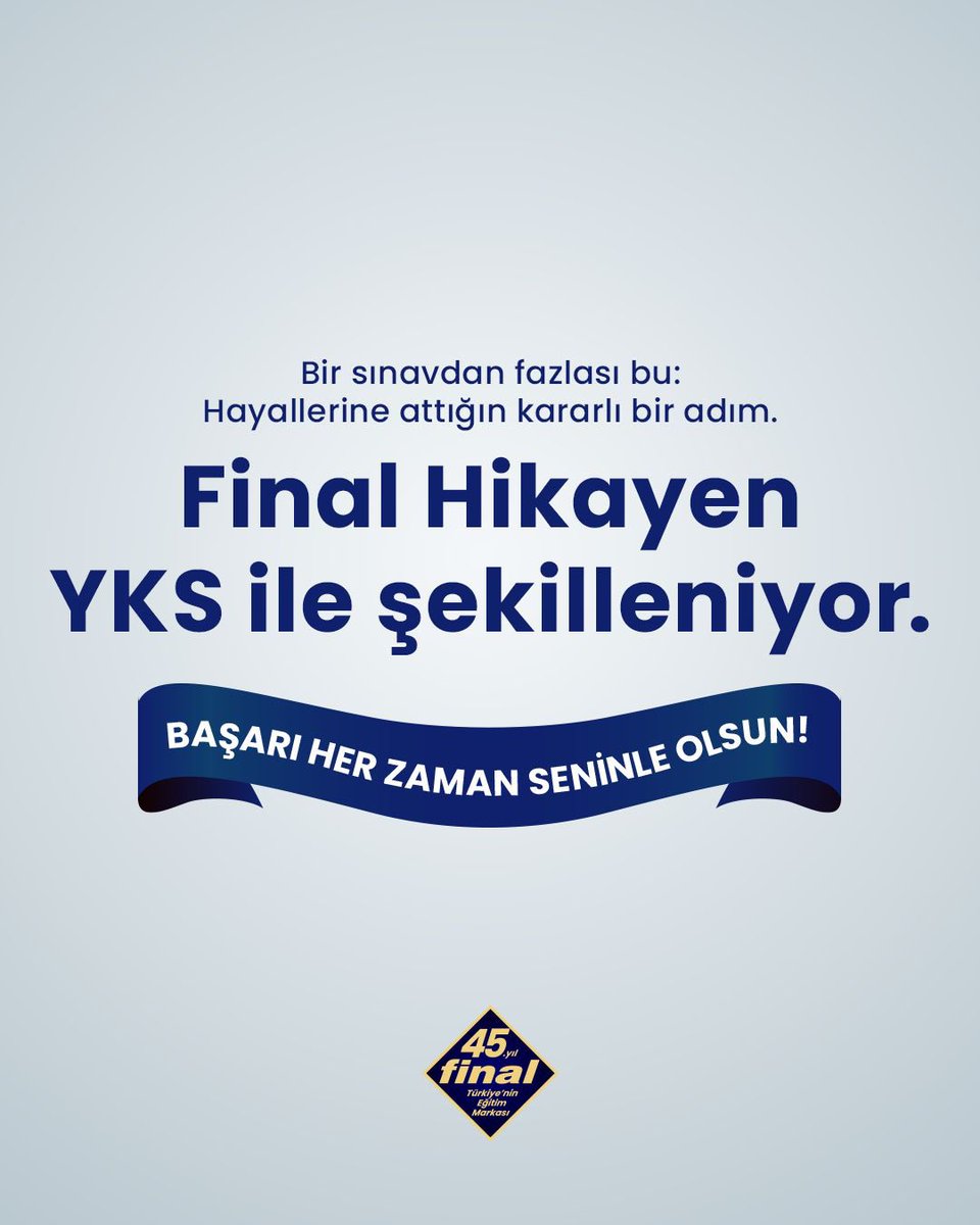 Bir sınavdan fazlası bu: Hayallerine attığın kararlı bir adım.
Final Hikayen YKS ile şekilleniyor. Başarı her zaman seninle olsun! 🚀✍️🏆
#FinalKurs #YKS