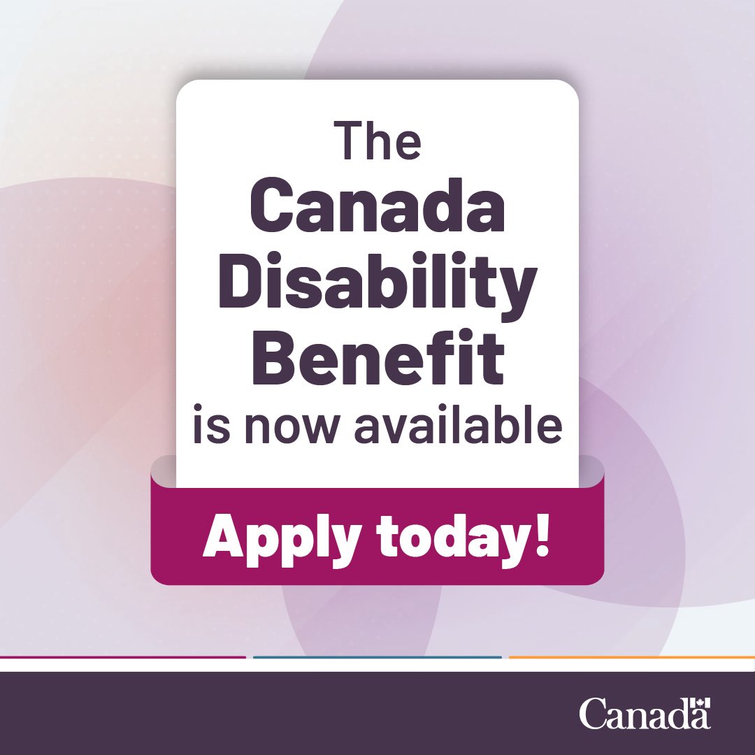 SenCoyle (@sencoyle) on Twitter photo Applications for the Canada Disability Benefit are now Open!
If you are between the ages of 18-64 with a disability and low income find out more information on how you can apply here: via canada.ca/en/services/be… Applications for the Canada Disability Benefit are now Open!
If you are between the ages of 18-64 with a disability and low income find out more information on how you can apply here: via canada.ca/en/services/be…