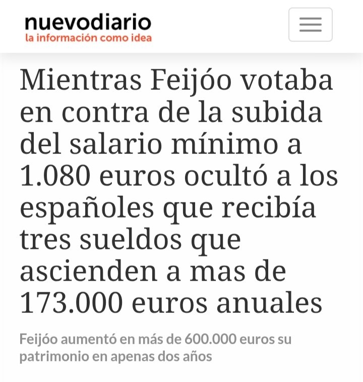 Feijóo: "El incremento indiscriminado del Salario Mínimo Interprofesional lo único que conlleva esfuerzo salarial de las empresas, esfuerzo impositivo de los trabajadores y recaudación para el Gobierno".