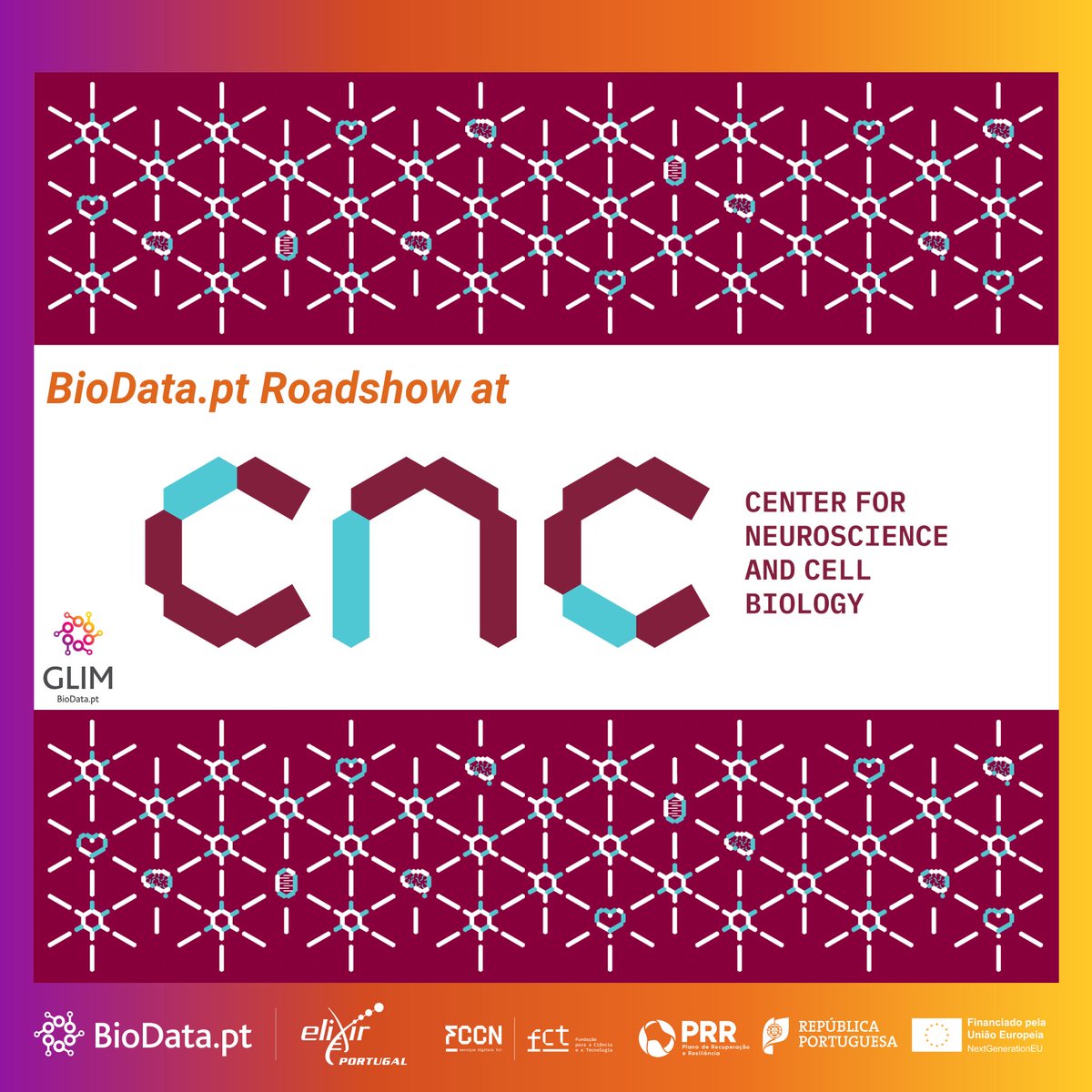 📢 GLIM-BioData Roadshow is coming to Coimbra!
🗓️ June 30, 10h15
📍 CNC, Coimbra
Join us to explore FAIR data practices &amp; tools with BioData.pt (#elixireurope PT Node) &amp; GLIM-BioData RDM Centre.
Researchers, techs &amp; students welcome!
#biodata_pt #glim_biodata #CNCUC
