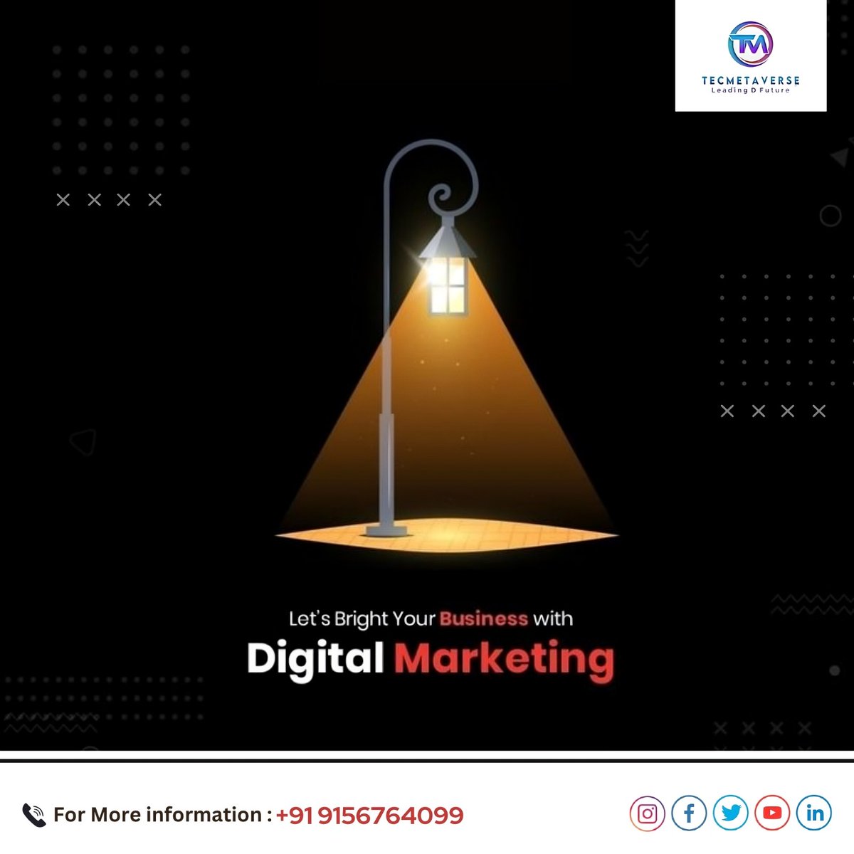 tecmetaverse's tweet photo. 🕯️ Let your brand shine in the digital world!

At TecMetaverse, we turn on the spotlight for your business with strategic Digital Marketing solutions.

📈 Get noticed. Get leads. Grow fast.
📞 Contact us now: +91 9156764099

#DigitalMarketing #BusinessGrowth #TecMetaverse https://t.co/c7me2Nn1Pn