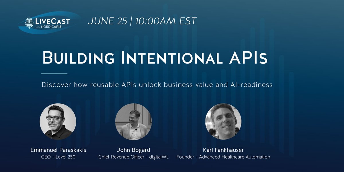 DoerrfeldBill's tweet image. Reminder about this chat we'll be having next week! We'll be exploring how to build APIs that are consistent, discoverable, reusable, and strategically aligned for AI.
@nordicapis
nordicapis.com/events/bulidin…