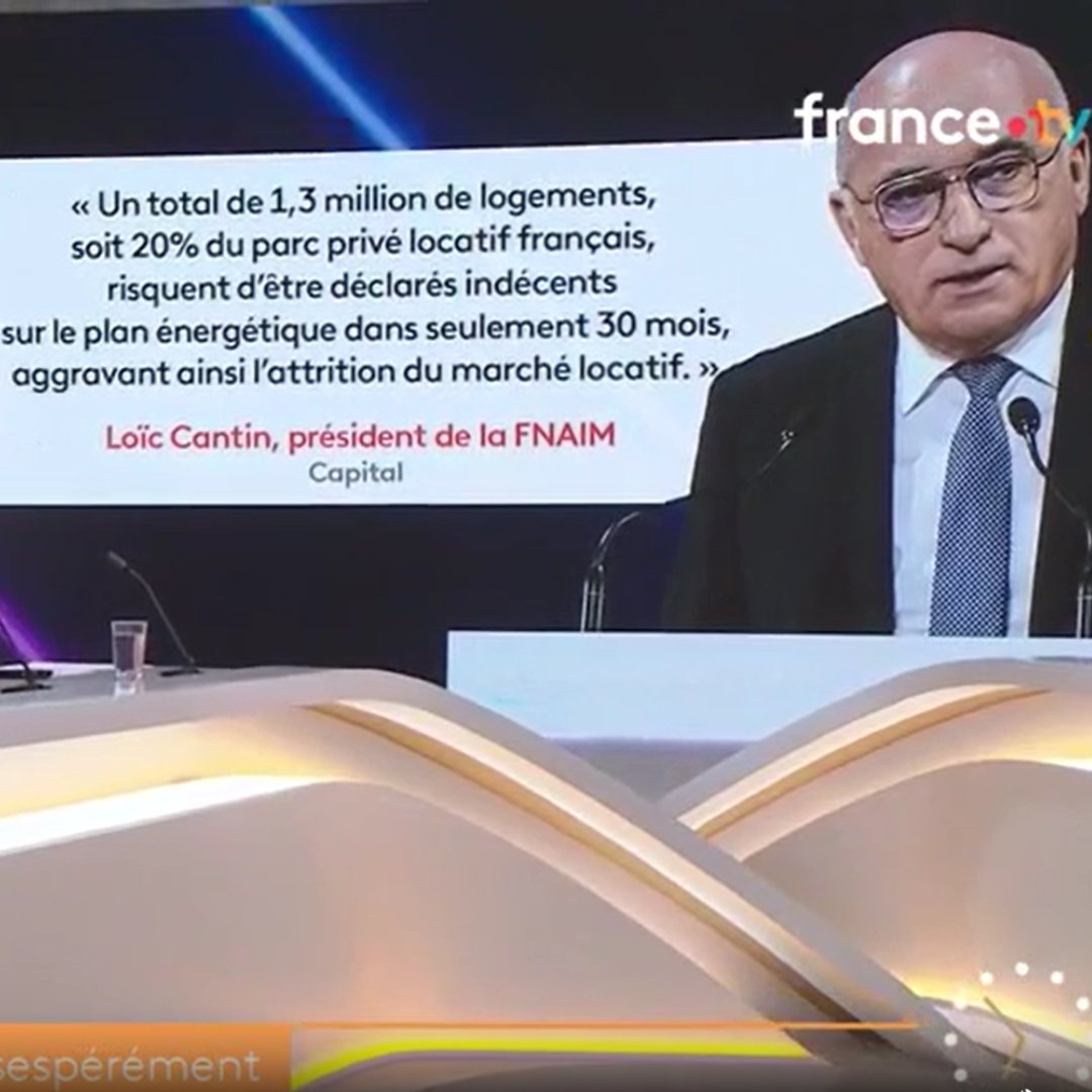 FNAIM's tweet photo. 📺 À la suite de la #confFNAIM, les messages forts portés par le @presidentfnaim ont largement résonné dans les médias.
Parmi eux, #Télématin sur @FranceTV, a mis en lumière ses alertes sur l’accès à la #location et l’indécence énergétique, relayant l’une de ses formules chocs 👇 https://t.co/swUrVrxzL1