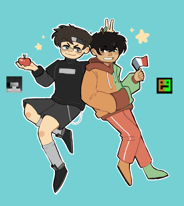 It's been a good five years since I made any sort of art for either of these guys =]
(wow! amazing! thats so long ago!) 
so you should like look at it with your eyes or something-
and if you don't have eyessss thennn uhhhh take it up with Janet in HR or something I dunno 🫶