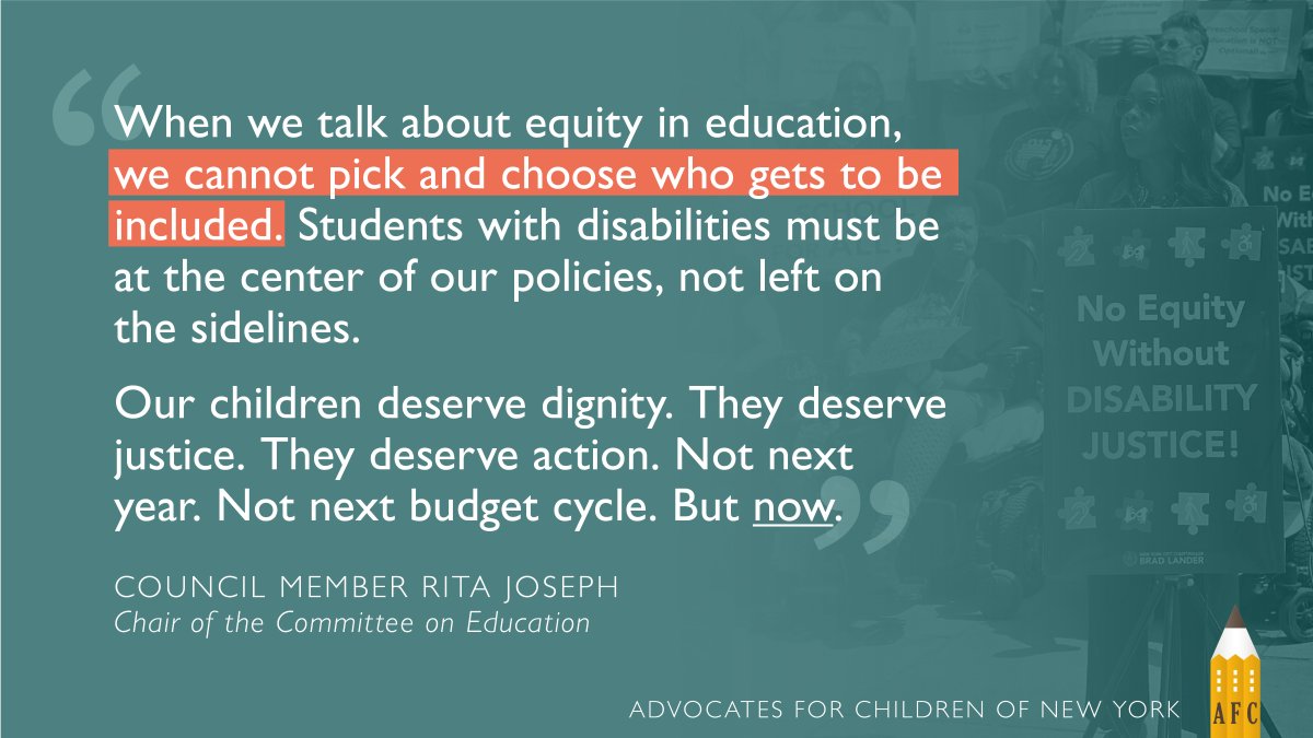Advocates for Children of New York (@afcnewyork) on Twitter photo 3-year-old Z. aged out of Early Intervention in December but wasn't able to start preschool until May because <a href="/NYCSchools/">NYC Public Schools</a> didn't have any seats in the type of special education class she needed. 3-K & Pre-K aren't “for all” if children with disabilities are left out. 3-year-old Z. aged out of Early Intervention in December but wasn't able to start preschool until May because <a href="/NYCSchools/">NYC Public Schools</a> didn't have any seats in the type of special education class she needed. 3-K & Pre-K aren't “for all” if children with disabilities are left out.