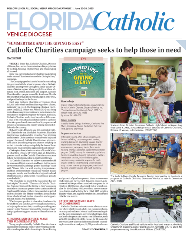 Catholic Charities Diocese of Venice tweet media