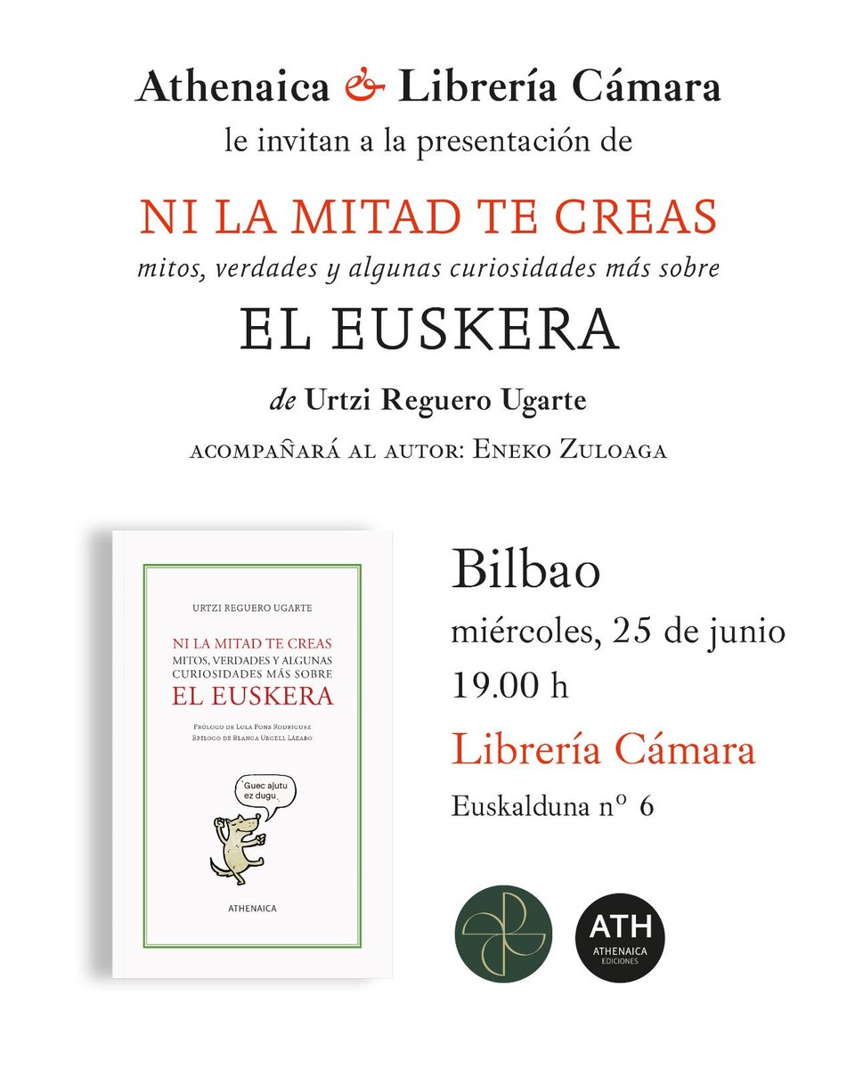 📚 Datorren asteazkenean Bilbon izango naiz Ni la mitad te creas liburua aurkezten Eneko Zuloagarekin.

📚 La próxima semana estaré en Bilbao presentando Ni la Mitad te creas  con Eneko Zuloaga.

📍Librería Camara Liburu-denda
📆 Ekainak 25 de junio
⏰19:00