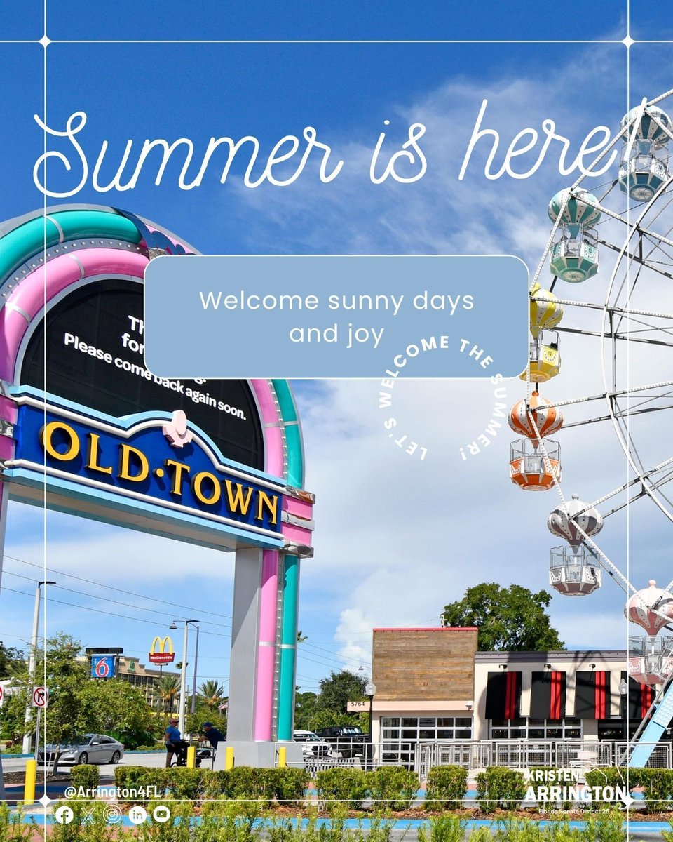 Arrington4Fl's tweet image. Hello, Summer! Longer days, warmer nights, and endless sunshine in the sunshine state — let the summer memories begin! #FirstDayOfSummer #HelloSummer
- - - - - - 
¡Hola, verano! Días largos, noches cálidas y mucho sol en el Estado del sol — ¡Que comiencen los recuerdos de verano!