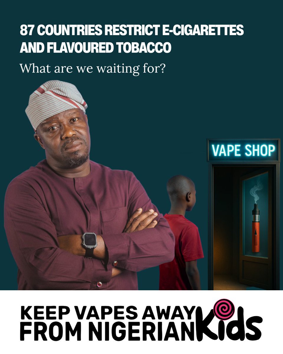 Gatefield Impact (@gatefieldimpact) on Twitter photo Vapes are not harmless. They contain nicotine, heavy metals, and carcinogens, masked as fruit flavours. And kids are buying them freely. Why is this allowed?
It's time for <a href="/Fmohnigeria/">Federal Ministry of Health, NIGERIA</a> and <a href="/fccpcnigeria/">FCCPC Nigeria</a> to commit to a ban on flavoured vape sales to minors and enforce ID Vapes are not harmless. They contain nicotine, heavy metals, and carcinogens, masked as fruit flavours. And kids are buying them freely. Why is this allowed?
It's time for <a href="/Fmohnigeria/">Federal Ministry of Health, NIGERIA</a> and <a href="/fccpcnigeria/">FCCPC Nigeria</a> to commit to a ban on flavoured vape sales to minors and enforce ID