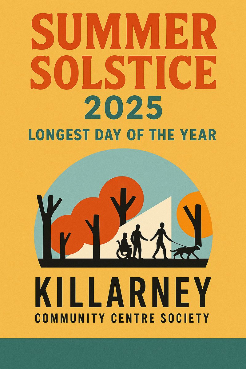 “On June 20th, 2025, the sun graces us with its longest stay—let’s gather in the golden glow to celebrate light, life, and togetherness. From all of us at Killarney Community Centre, happy Summer Solstice!”
