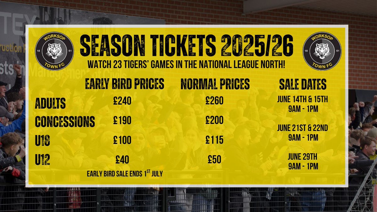 🎟️ A reminder that 𝘀𝗲𝗮𝘀𝗼𝗻 𝘁𝗶𝗰𝗸𝗲𝘁𝘀 for the 2025/26 season will be on sale at early bird prices on both Saturday and Sunday from 9AM - 1PM.

🏟️ Come to the clubhouse at the Windsor Foodservice Stadium to be part of our new journey in a new league.

#UTT🐯