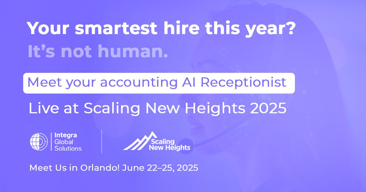 IntegraBalance's tweet image. Keep client calls flowing 24/7 with our AI Receptionist! 👋 
Book, greet, message—just like a real receptionist. 
Only $38/mo. See it at Scaling New Heights 2025! 
woodard.com/scaling-new-he…
.
.
 #AIAnsweringService #IntegraGlobalSolutions #IntegraBalanceAI #AccountingAI