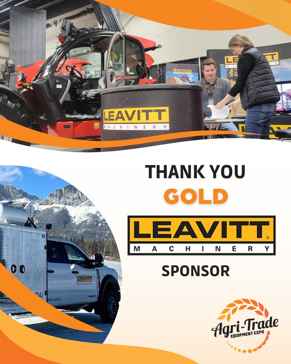 We’re thrilled to welcome Leavitt Machinery as a gold sponsor for #AgriTrade2025! Their partnership helps make our event even more engaging for attendees.

"Leavitt Machinery is a leading provider of agricultural telehandlers and quality material handling equipment."