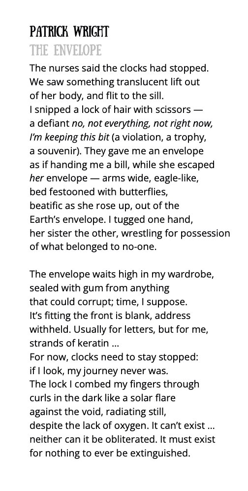 saturnineone's tweet image. My poem ‘The Envelope’ is included in @madridlitmag - available now: themadridreview.com
#poetry #poetrycommunity #WritingCommunity #amwriting