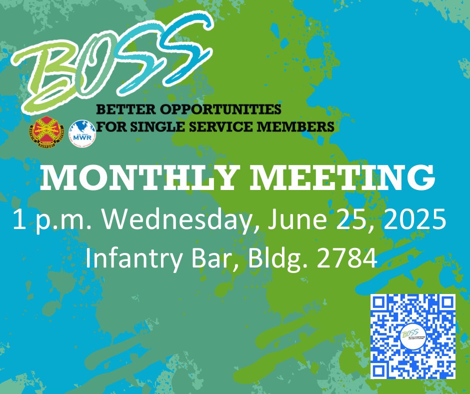 Fort Benning Garrison (@fortbenning) on Twitter photo π’ Calling all single Service Members π’
Join us at our upcoming Fort Benning BOSS meeting!
π
Wednesday, June 25, 2025 from 1:00 - 2:00 p.m.
πInfantry Bar, bldg 2784, 7611 Sightseeing Road
π Can't wait to see y'all at this #BOSSome event!
<a href="/CDRFtBenning/">GarrisonFtBenningCDR</a> π’ Calling all single Service Members π’
Join us at our upcoming Fort Benning BOSS meeting!
π
Wednesday, June 25, 2025 from 1:00 - 2:00 p.m.
πInfantry Bar, bldg 2784, 7611 Sightseeing Road
π Can't wait to see y'all at this #BOSSome event!
<a href="/CDRFtBenning/">GarrisonFtBenningCDR</a>
