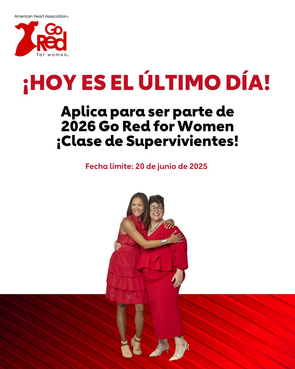 ¡Llamando a todos los supervivientes! Estamos buscando nuestra próxima Clase de Sobrevivientes Go Red for Women. Comparte tu historia para ayudar a crear conciencia y salvar vidas. ¡Obtenga más información y presente su solicitud hoy! spr.ly/60144Mu2I