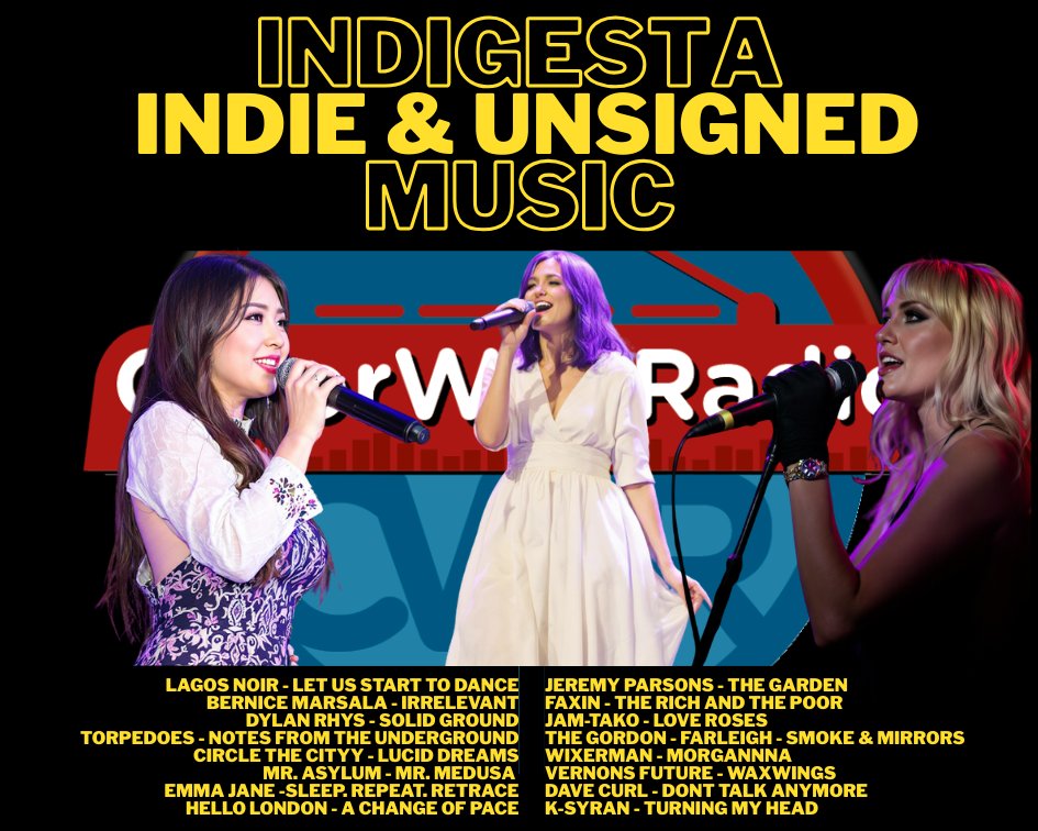 catorwebradio's tweet photo. #NowPlaying #Indigesta
@lagosnoir
@BerniceMarsala
#DylanRhys
#Torpedoes
#CircleTheCityy
@MrAsylumBand
@emmajanetweets
#HelloLondon
@JMParsonsMusic
#FAXIN
@jam_tako3
@BluegrasCountry
@wixermanmusic
@VernonsThe
#DaveCurl
#K-Syran https://t.co/1p441rz1if