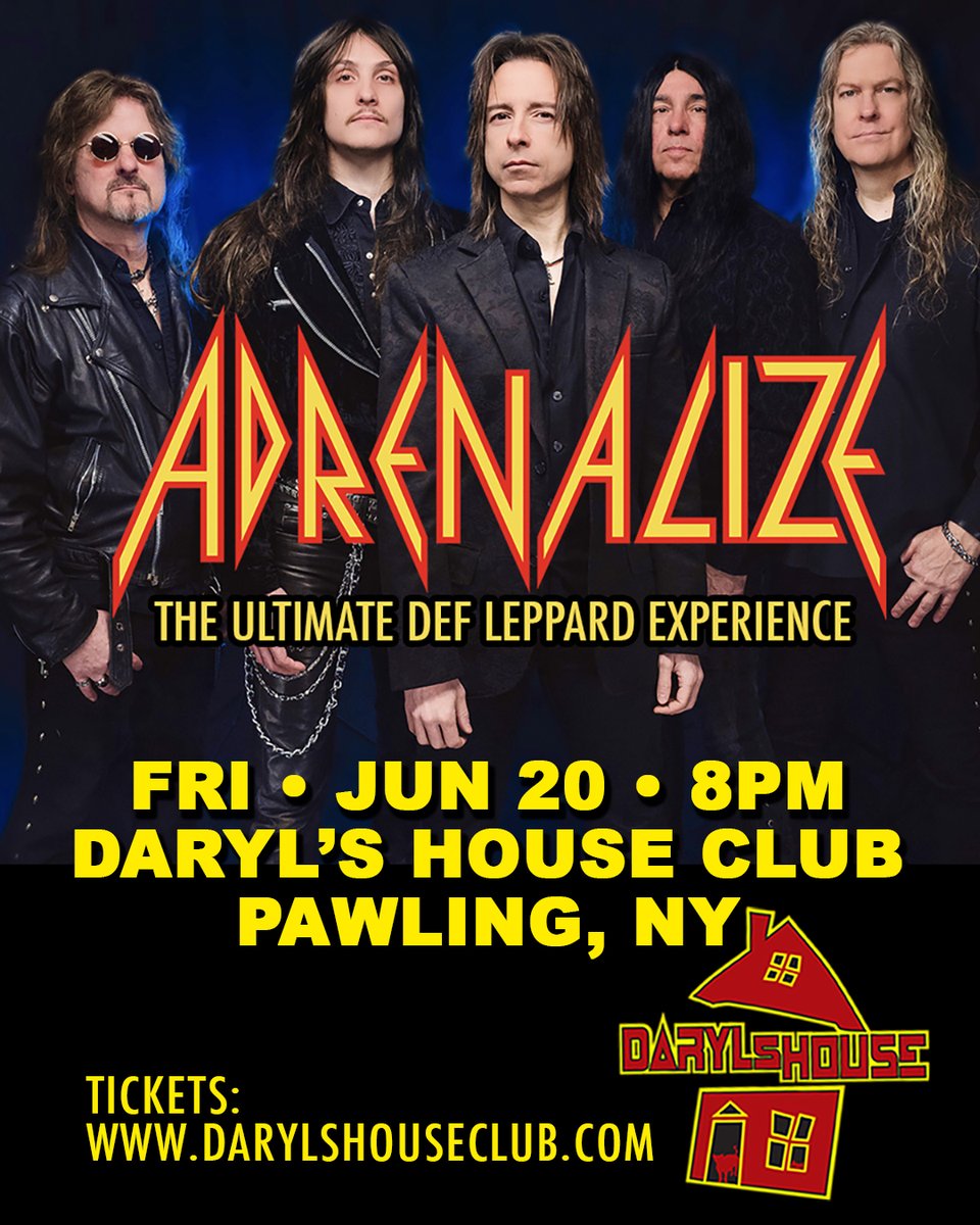 TONIGHT1 ADRENALIZE - The Ultimate Def Leppard Experience @ Daryl's House Club! Recreating the chart-topping, chest-thumping anthems that made Def Leppard the iconic and dominant force in arena rock of the ‘80s! Get your tickets:  LINK IN BIO. #adrenalize #defleppardtribute