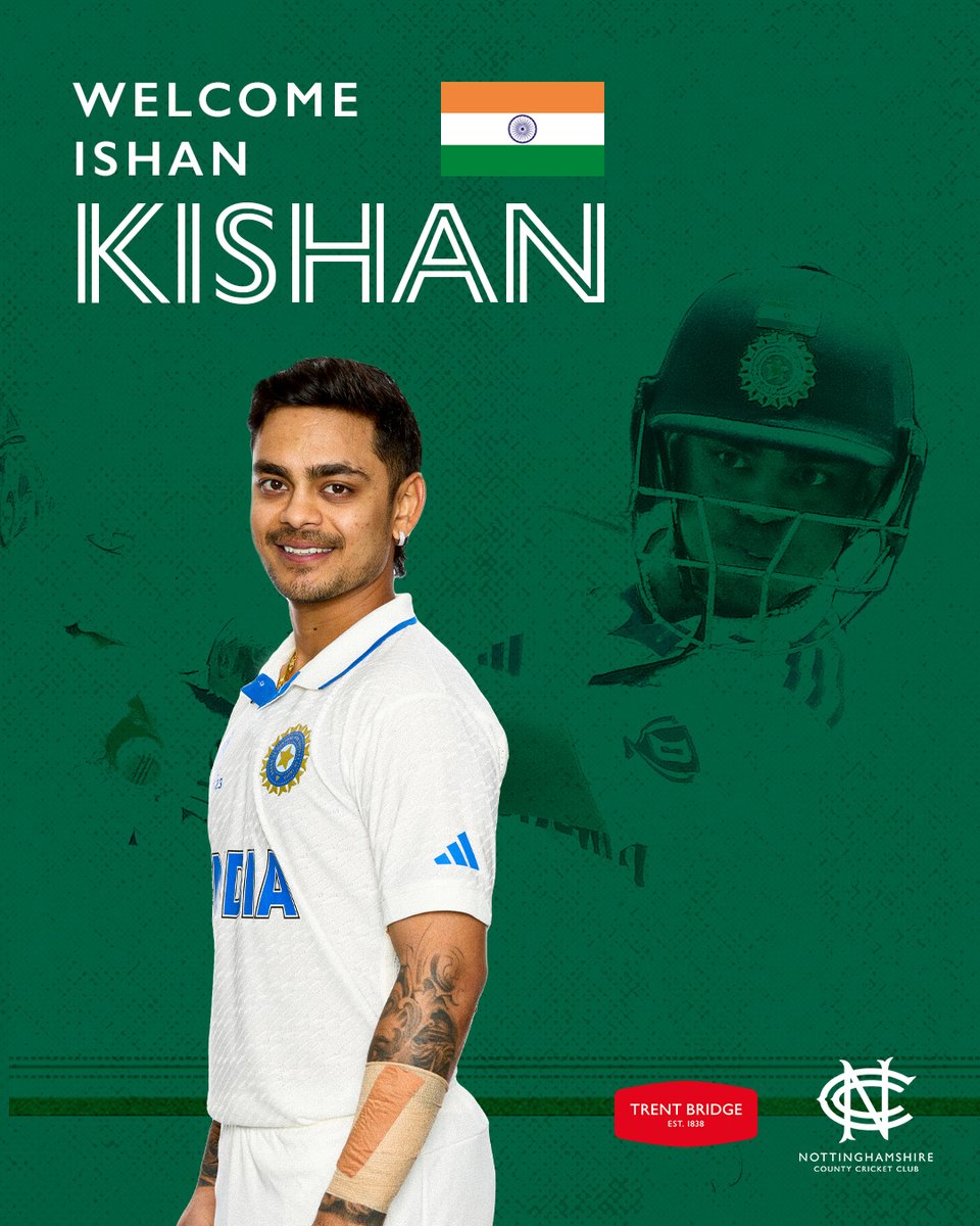 🇮🇳 Welcome to Trent Bridge, Ishan Kishan!

The Indian wicketkeeper-batter joins on a two-match Rothesay County Championship deal.

Full story 👉 bit.ly/WelcomeIshan 

#WelcomeIshan