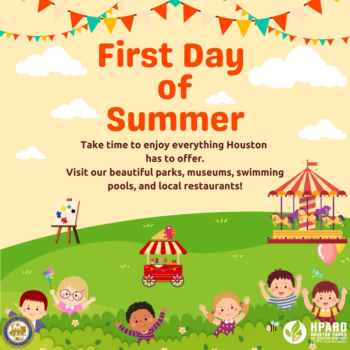 ☀️ Happy First Day of Summer, Houston! ☀️
The sun is shining and there’s no better time to explore everything our city has to offer. From lush parks to cool swimming pools, there’s something for everyone to enjoy!  #HoustonParks #FirstDayOfSummer