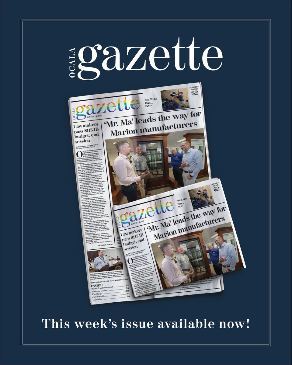 The latest issue of the Ocala Gazette is out now! Click link below to view digital issue or pick up an issue at Publix, Wawa, Racetrac, Circle K or Walmart! bit.ly/4e7TrpE